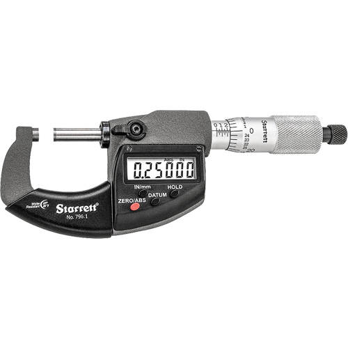 Starrett 796.1XRL-1 Electronic Outside Micrometer, 0" - 1" (0 mm - 25 mm) Range, 0,00005" (0,001 mm) Resolution