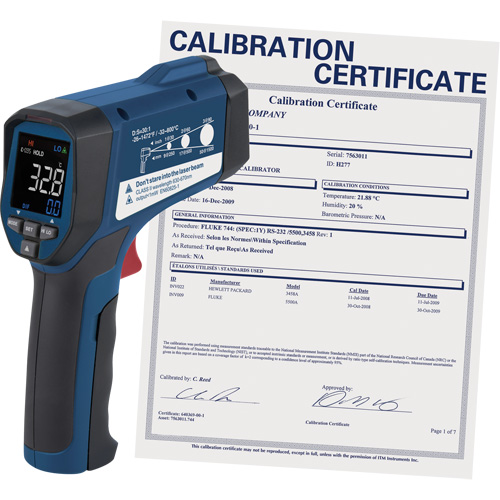 Reed Instruments R2320-NIST Thermom&egrave;tre &agrave; infrarouge professionnel avec certificat de calibration, -26 - 1472° F ( -32 - 800° C ), 30:1, &eacute;missivit&eacute; Ajustable