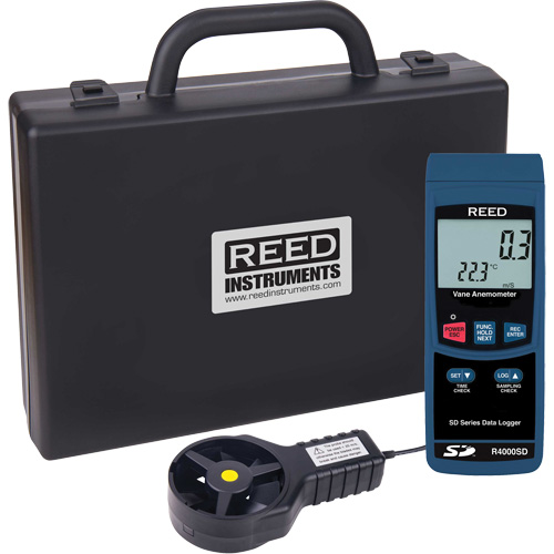 Reed Instruments R4000SD Thermo-an&eacute;mom&egrave;tres, Enregistrement des donn&eacute;es, Gamme de v&eacute;locit&eacute; d'air de 0,4 &agrave; 30,0 m/sec