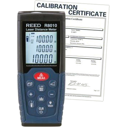 Reed Instruments R8010-NIST T&eacute;l&eacute;m&egrave;tre laser avec certificat NIST, 1,92" - 328' (5 cm - 100 m) Gamme de mesure, Num&eacute;rique (&eacute;lectronique)