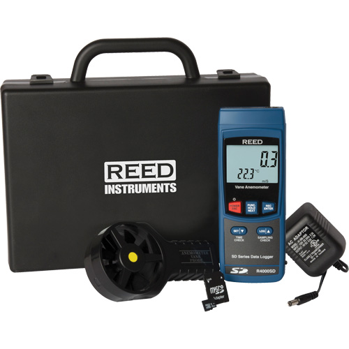 Reed Instruments R4000SD-KIT N&eacute;cessaire de thermo-an&eacute;mom&egrave;tre &agrave; h&eacute;lice, Enregistrement des donn&eacute;es, Gamme de v&eacute;locit&eacute; d'air de 0,4 - 30,0 m/sec
