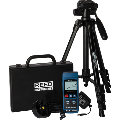 Reed Instruments R4000SD-KIT2 N&eacute;cessaire de thermo-an&eacute;mom&egrave;tre &agrave; h&eacute;lice, Enregistrement des donn&eacute;es, Gamme de v&eacute;locit&eacute; d'air de 0,4 - 30,0 m/sec