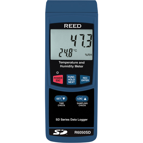 Reed Instruments R6050SD-NIST Thermo-hygrom&egrave;tre &agrave; enregistrement de donn&eacute;es avec certificat de calibration, 5% - 95% HR, 32° - 122° F (0° - 50°C)
