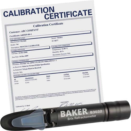 Baker B3032-NIST Refractometer with ISO Certificate, Analogue (Sight Glass), Br