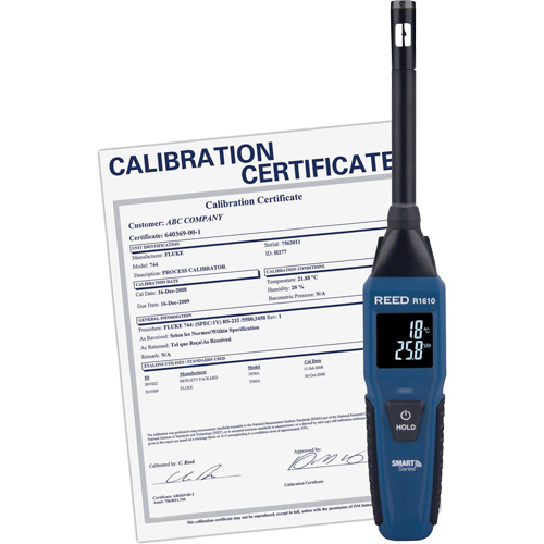 Reed Instruments R1610-NIST Bluetooth Smart Series Thermo-Hygrometer with Calibration Certificate, 0% - 100% RH, -4°- 140° F ( -20° - 60° C )
