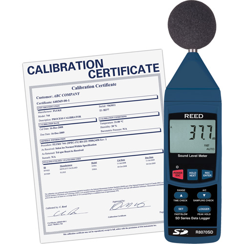 Reed Instruments R8070SD-NIST Data Logging Sound Level Meter with Calibration Certificate