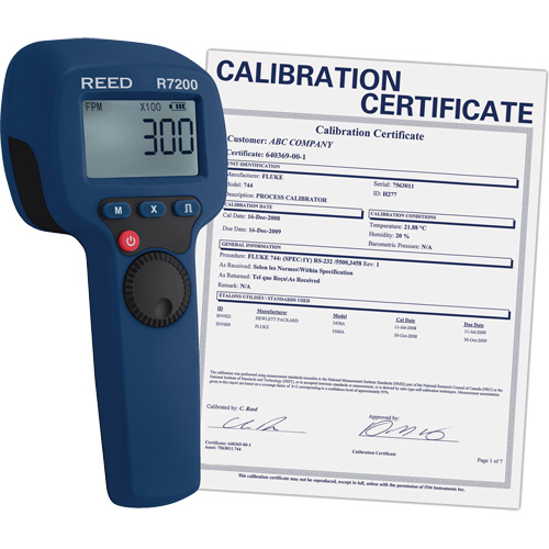 Reed Instruments R7200-NIST Stroboscope DEL avec certificat d'&eacute;talonnage