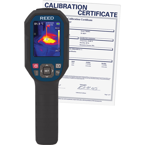 Reed Instruments R2165-NIST Cam&eacute;ra thermique avec certificat d'&eacute;talonnage, 160 x 120 pixels, 14° - 752°C (-10° - 400°F), 50 mK