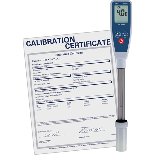 Reed Instruments R3510-NIST Long Stem pH Meter with Traceable Certificate