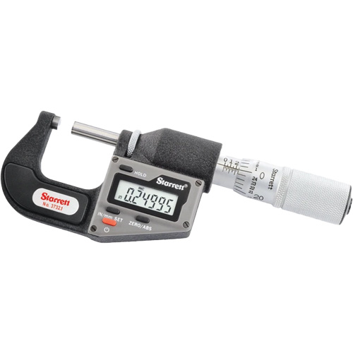 Starrett 3732.1XFL-1 Electronic Micrometer without Output, 0.0" - 1" (0.0 mm - 25.4 mm) Range, 0.00005" (0.001 mm) Resolution