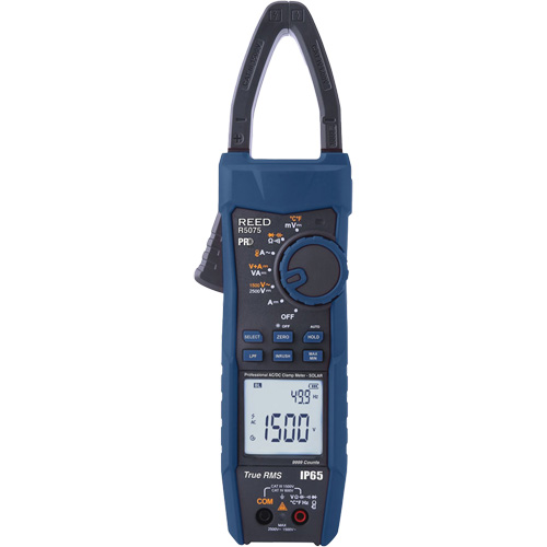 Reed Instruments R5075 Professional Solar Clamp Meter, AC/DC Voltage, AC/DC Current