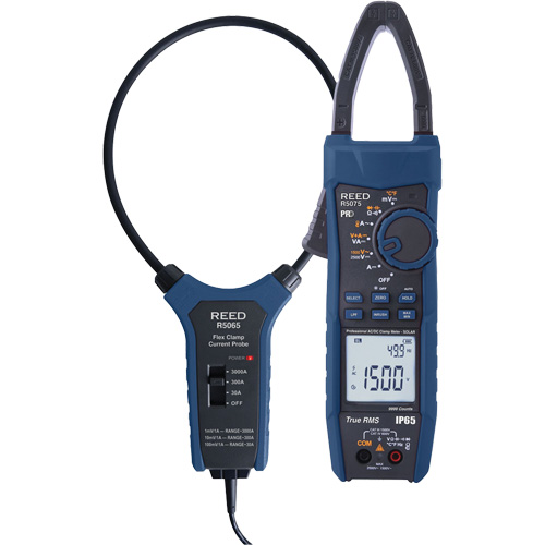 Reed Instruments R5075-KIT Solar Clamp Meter Kit with 18" Flexible Current Probe, AC/DC Voltage, AC/DC Current