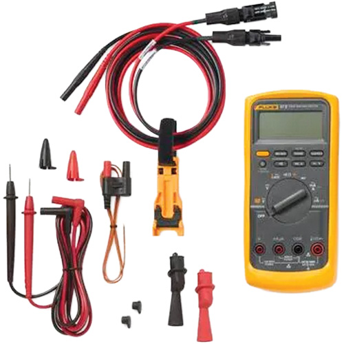 Fluke FLK-87V-TLPV1 Trousse doutils solaires avec multim&egrave;tre num&eacute;rique 87 V industriel et cordons dessai TLPV1, Tension c.a./c.c., Courant c.a./c.c.