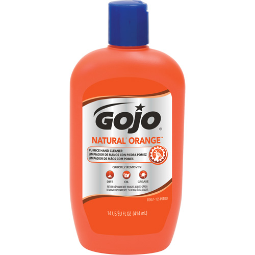 Gojo 0957-12 Nettoyant &agrave; mains Natural Orange, Pierre ponce, 414 ml, Bouteille, Agrumes/Orange