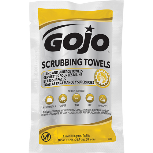 Gojo 6380-04 Scrubbing Towels, 80 Wipes, 12-1/4" x 10-1/2"