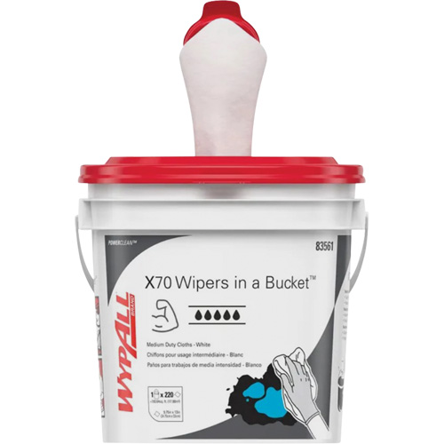 Kimberly-Clark 83561 Wipers in a Bucket, Heavy-Duty, 13" L x 10" W
