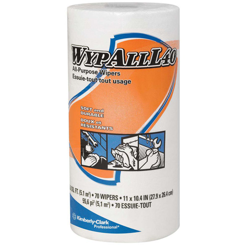 Kimberly-Clark 05027 L40 Disposable Towels, All-Purpose, 11" L x 10-1/2"/10-2/5" W