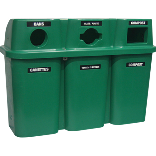 Techstar Plastics Inc 575-GREEN Contenants de recyclage Bullseye, Bord de rue, Plastique, 3 x 22 gal. US