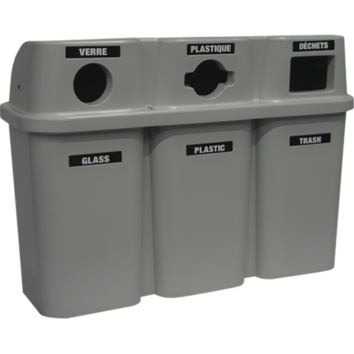 Techstar Plastics Inc 575-GREY Contenants de recyclage Bullseye, Bord de rue, Plastique, 3 x 22 gal. US
