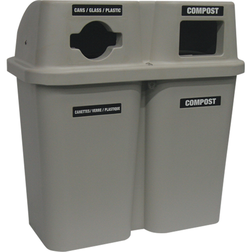 Techstar Plastics Inc 565-GREY Contenants de recyclage Bullseye, Bord de rue, Plastique, 2 x 22 gal. US