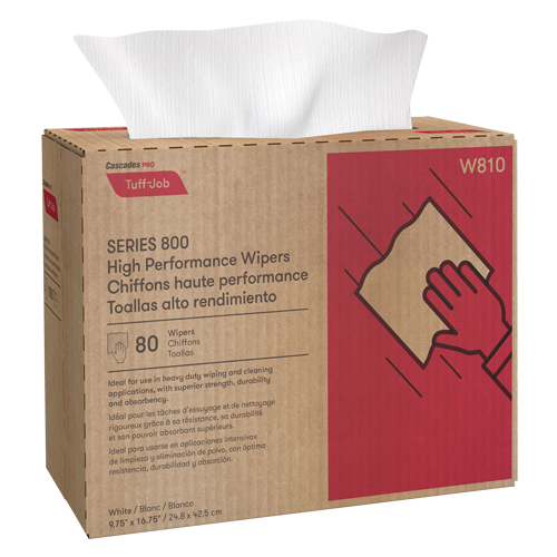 Cascades W810 Pro Tuff-Job Wipers, Heavy-Duty, 9-3/4" L x 16-1/4" W