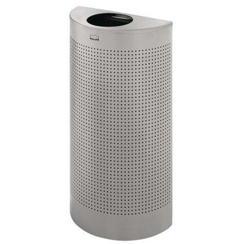 Rubbermaid FGSH12SSPL Half-Round Open Top Waste Container, Steel, 12 US gal.
