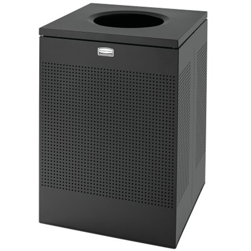 Rubbermaid FGSC22EPLTBK Silhouette Square Open Top Waste Receptacle, Steel, 40 US gal.
