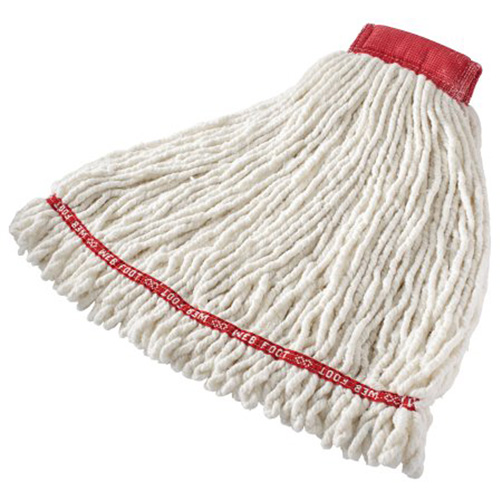 Rubbermaid FGA25306WH00 Vadrouille humide Web Foot sans r&eacute;tr&eacute;sissement, Antimicrobien, Fil, 20 oz, Style Boucle