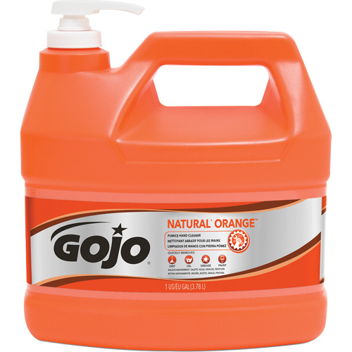 Gojo 0955-04 Natural Orange Hand Cleaner, Pumice, 3.78 L, Pump Bottle, Citrus/Orange