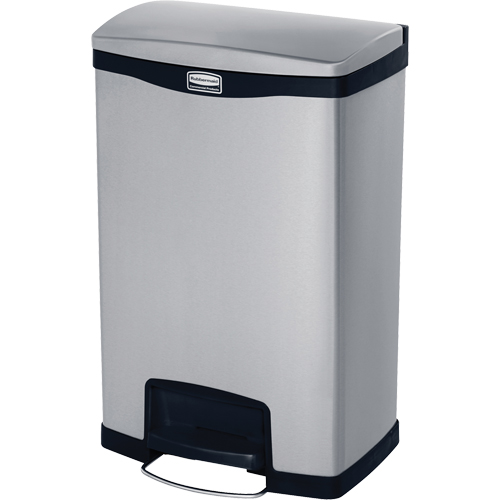 Rubbermaid 1901992 Contenant &agrave; d&eacute;chets Slim Jim , Acier inoxydable, Capacit&eacute; 13 gal. US