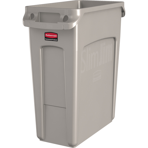 Rubbermaid 1971259 Contenants Slim Jim avec canaux de ventilation, De bureau, Poly&eacute;thyl&egrave;ne, 16 gal. US