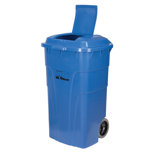Produits d’entretien RMP JH478 Bac de recyclage roulant, Bord de rue, Poly&eacute;thyl&egrave;ne, 65 gal. US