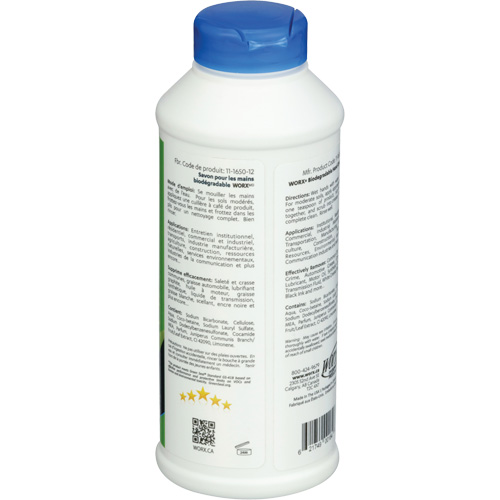 Worx 11-1650-12 Nettoyant pour les mains biod&eacute;gradable, Poudre, 0,406 lb, Bouteille, Parfum&eacute;