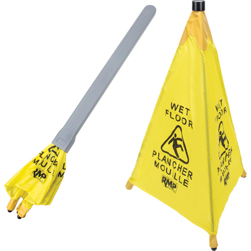 RMP Maintenance Products JI455 "Wet Floor" Pop-Up Safety Cone, Bilingual with Pictogram