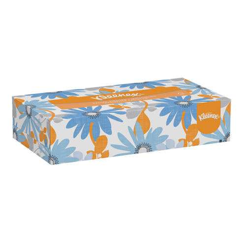 Kimberly-Clark 21606 Kleenex&reg; Facial Tissue, 2 Ply, 8" L x 8-1/2" W, 125 Sheets/Box