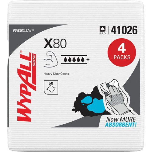 Kimberly-Clark 41026 X80 Wipers, Heavy-Duty, 12-1/2" L x 12" W