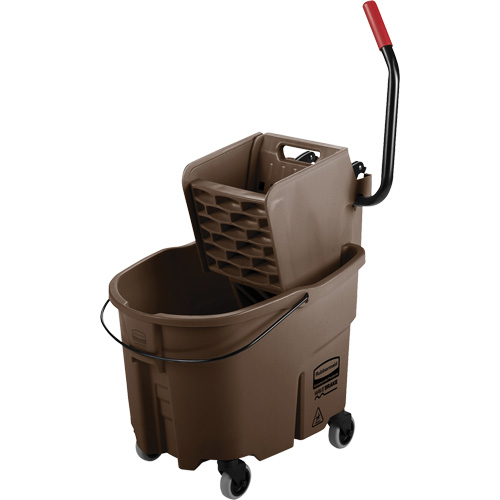 Rubbermaid FG758088BRN WaveBrake&reg; Mop Bucket & Wringer Combo Pack, Side Press, 8.75 US Gal.(35 Quart), Brown