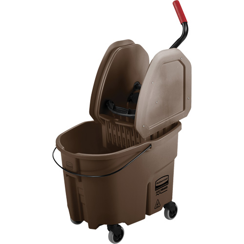 Rubbermaid FG757788BRN Ensemble de seau pour vadrouille et essoreuse WaveBrake, Pression vers le bas, 8,75 gal. US (35 pintes), Brun