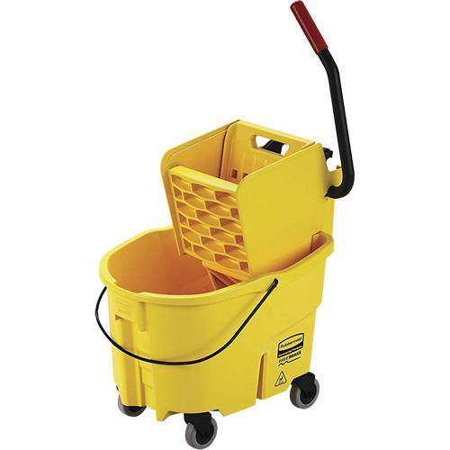 Rubbermaid FG748000YEL Seau pour vadrouille et essoreuse WaveBrake, Pression lat&eacute;rale, 6,5 gal. US (26 pintes), Jaune