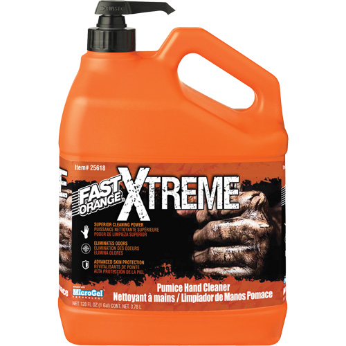 Fast Orange 25618 Nettoyant professionnel pour les mains Xtreme, Pierre ponce, 3,78 L, Bouteille &agrave; pompe, Orange