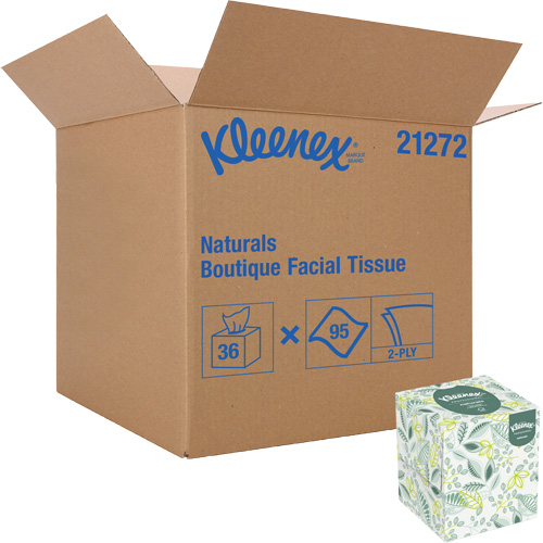 Kimberly-Clark 21272 Kleenex&reg; Naturals Boutique* Facial Tissue, 2 Ply, 7.8" L x 8.3" W, 95 Sheets/Box