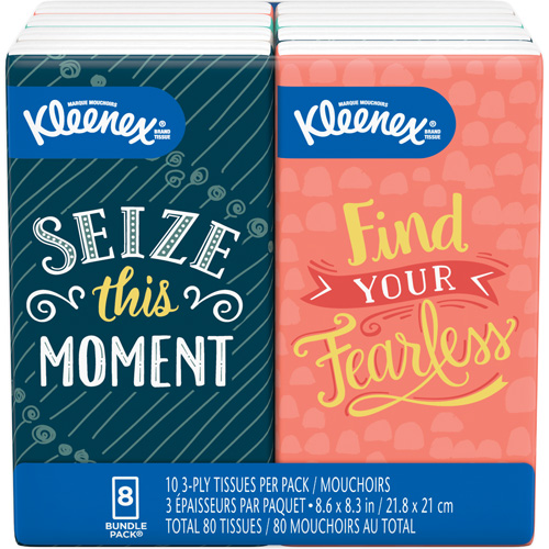 Kimberly-Clark 46651 Papiers-mouchoirs Kleenex format de poche, 3 pli, 8,3" lo x 8,6" la, 10 feuilles/boîte