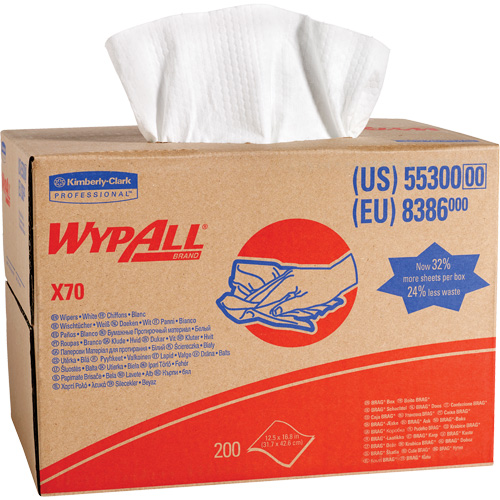 Kimberly-Clark 55300 Lingettes X70, Robuste, 16-6/8" lo x 11" la
