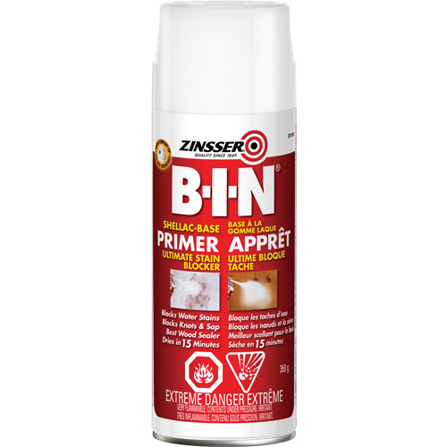Zinsser Z01018 Appr&ecirc;t-scellant &agrave; base de gomme-laque B-I-N, 369 g, Canette a&eacute;rosol, Blanc