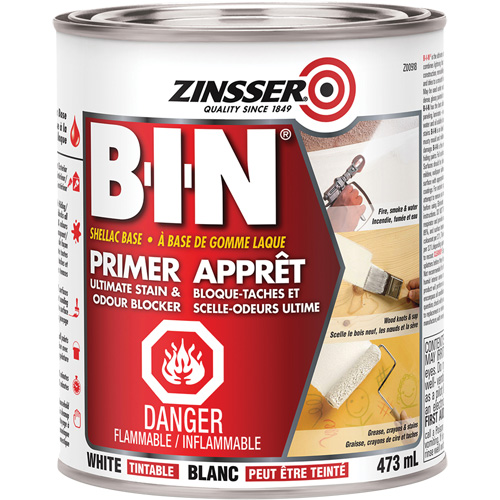 Zinsser Z00918 Appr&ecirc;t-scellant &agrave; base de gomme-laque B-I-N, 473 ml, Canette, Blanc teintable