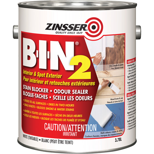 Zinsser 261664 Appr&ecirc;t B-I-N 2, Blanc, Tr&egrave;s mat, 3,78 L, Gallon