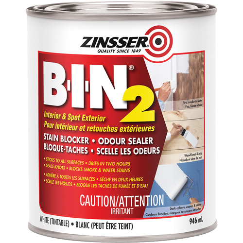 Zinsser 261663 Appr&ecirc;t B-I-N 2, Blanc, Tr&egrave;s mat, 946 ml, Canette