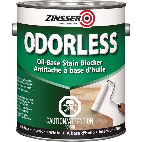 Zinsser 248263 Odourless Oil-Base Stain Blocking Primer, White, Very Flat, 3.78 L, Gallon