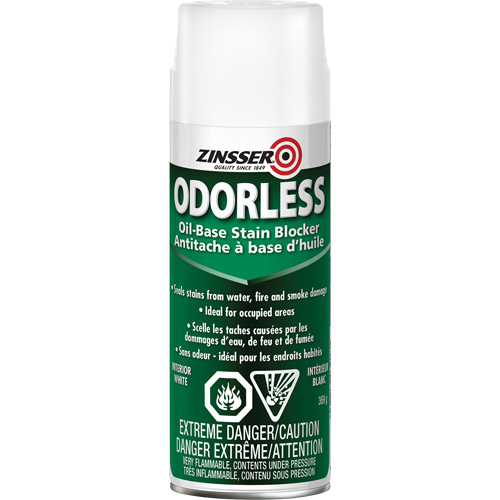 Zinsser 254168 Appr&ecirc;t inodore &agrave; base d'huile qui bloque les taches, Blanc, Tr&egrave;s mat, Canette a&eacute;rosol