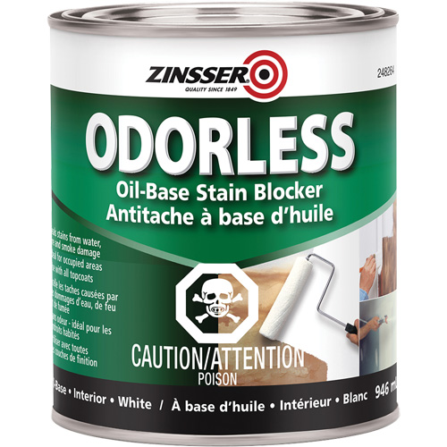 Zinsser 248264 Appr&ecirc;t inodore &agrave; base d'huile qui bloque les taches, Blanc, Tr&egrave;s mat, 946 ml, Canette